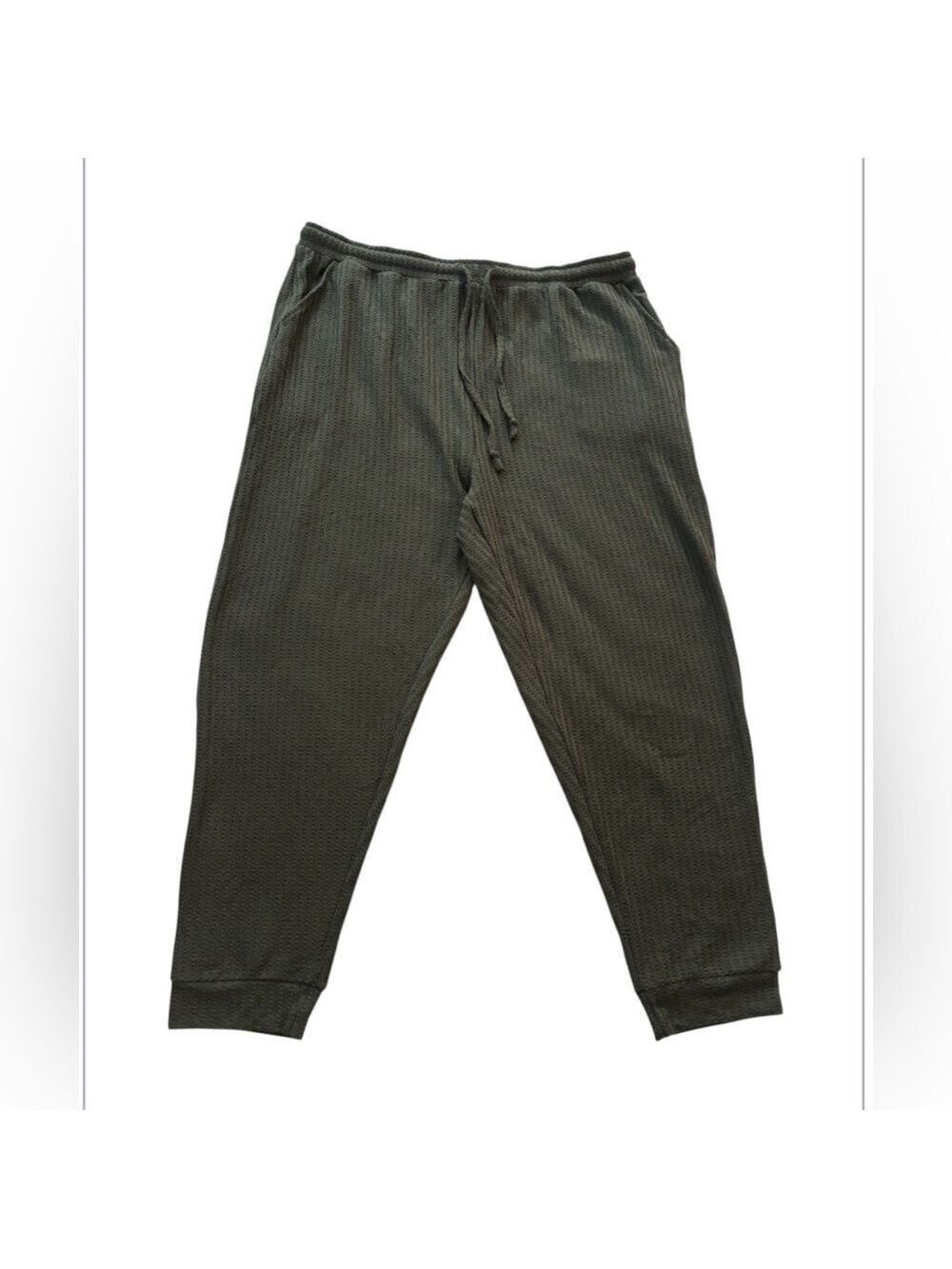 Olive Green Waffle Knit Jogger Pants Size 22W